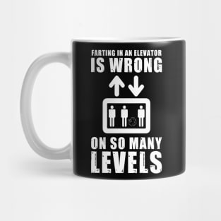 Funny Elevator Fart Joke Design Mug